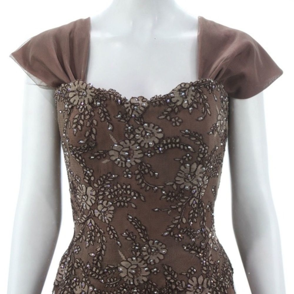 CLIFFORD MICHAEL TAUPE STRAPLESS FULL LENGTH GOWN